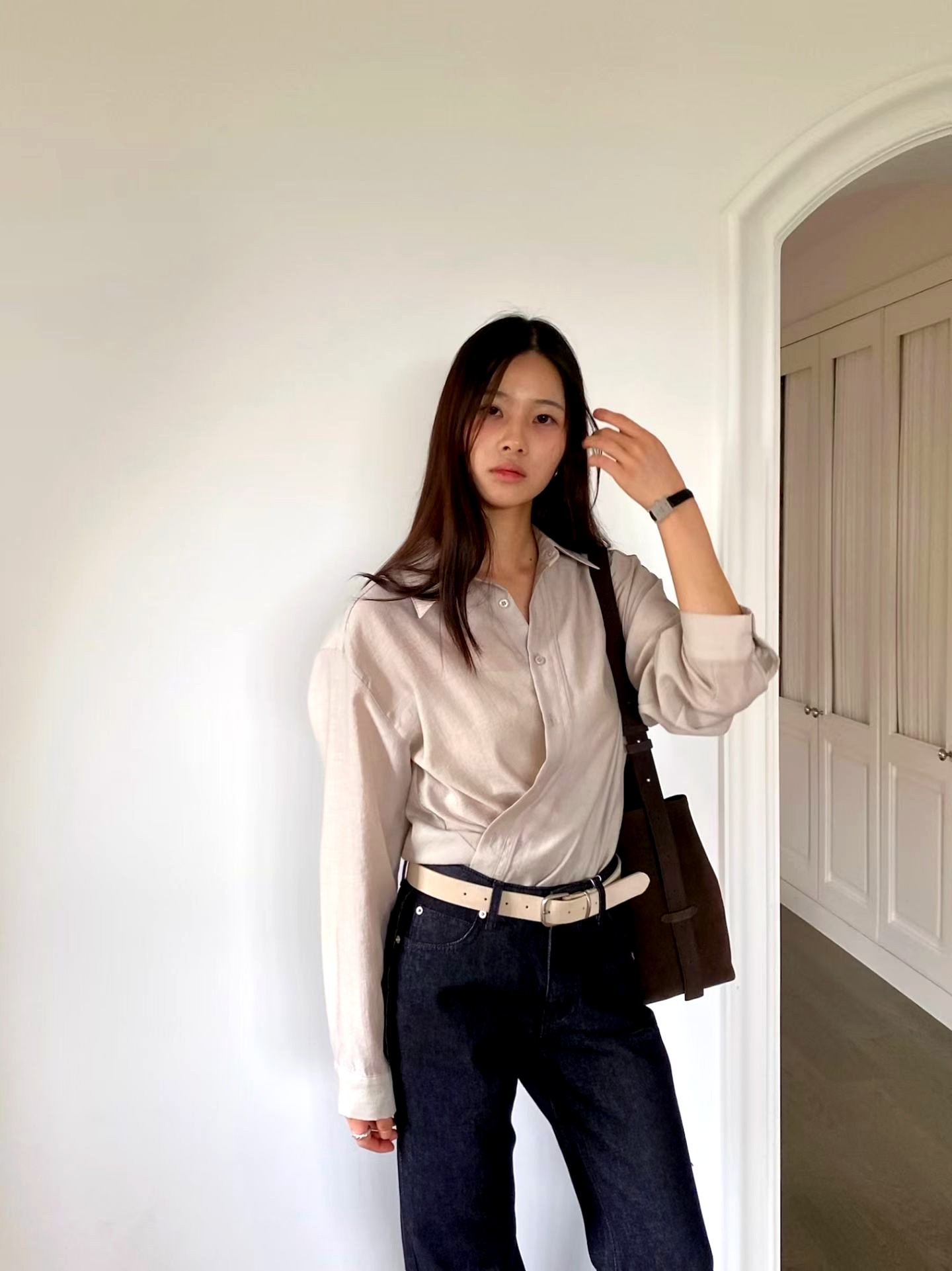 우아하고 미니멀한 여성용 탑, 가벼우며 통기성이 뛰어나 일상복에 적합