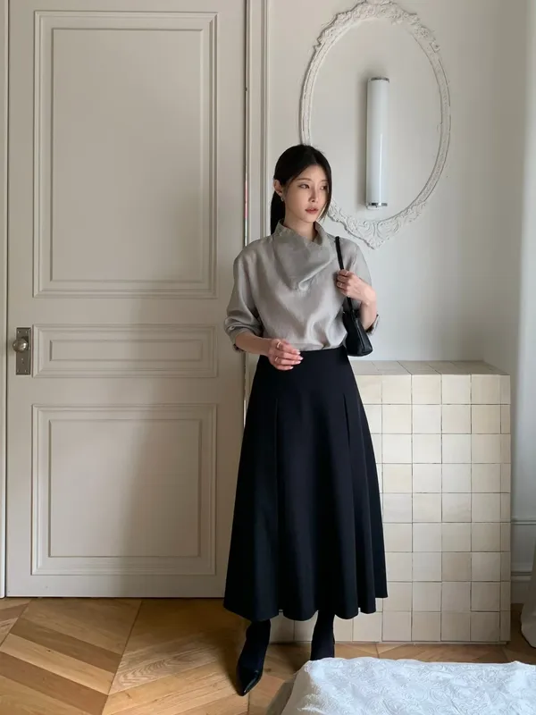 Elegant Women's Long Dress, Classic Black Design
