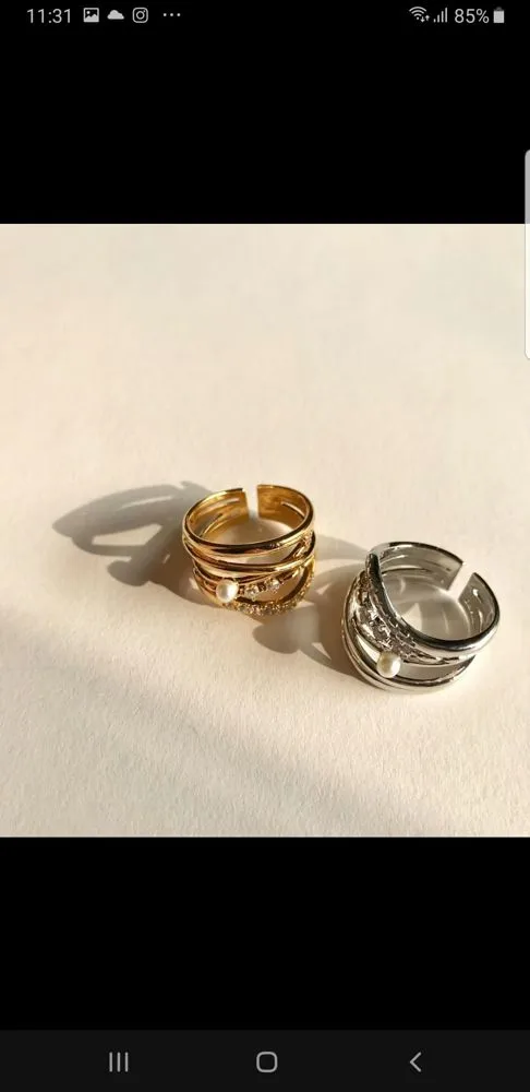 Stylish Minimalist Gold and Silver Ring Set, Elegantly Shining