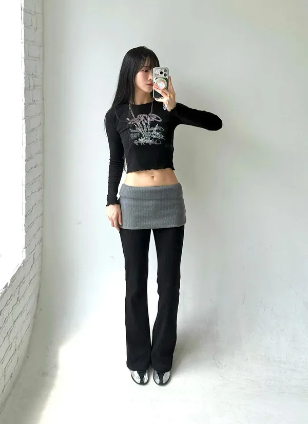 Stylish Printed Slim-Fit Long Sleeve Top
