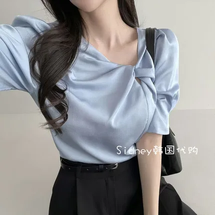 Elegant Blue Top, Lightweight and Comfortable, Perfect for Skirts and Pants