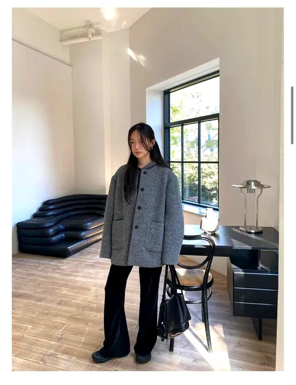 時尚灰色女裝外套夾克，舒適百搭