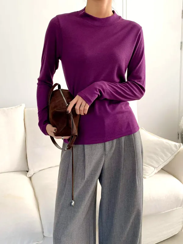 Stylish Purple Long Sleeve T-Shirt - Comfortable and Versatile