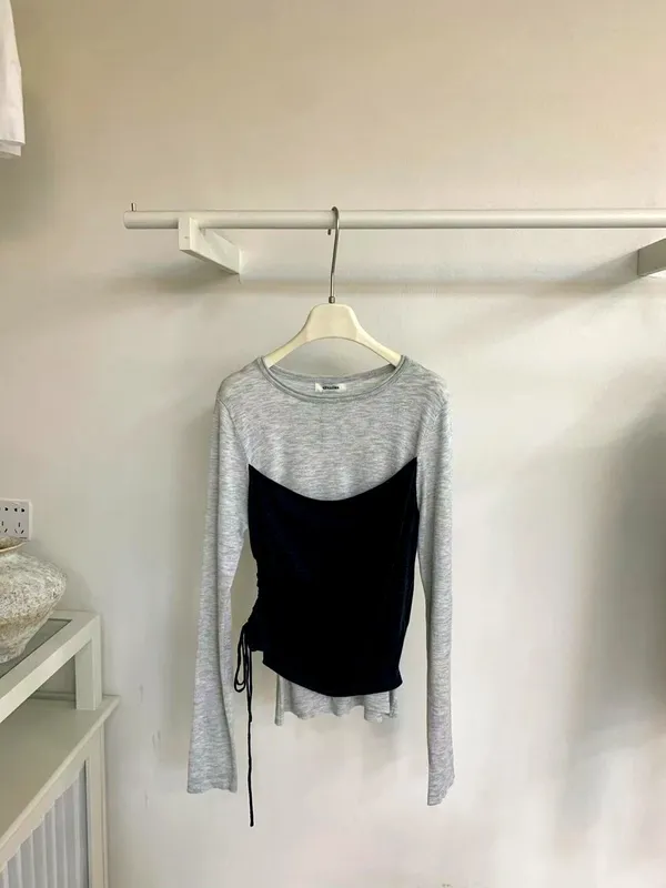 Fashionable Color Block Long Sleeve T-Shirt, Comfortable and Versatile