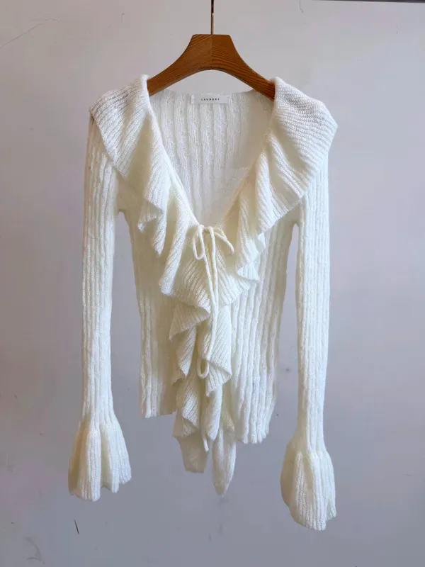 Elegant Lace Trim Cardigan for Women