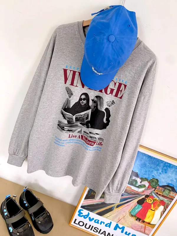 Vintage Style Long Sleeve T-Shirt - Comfortable and Casual