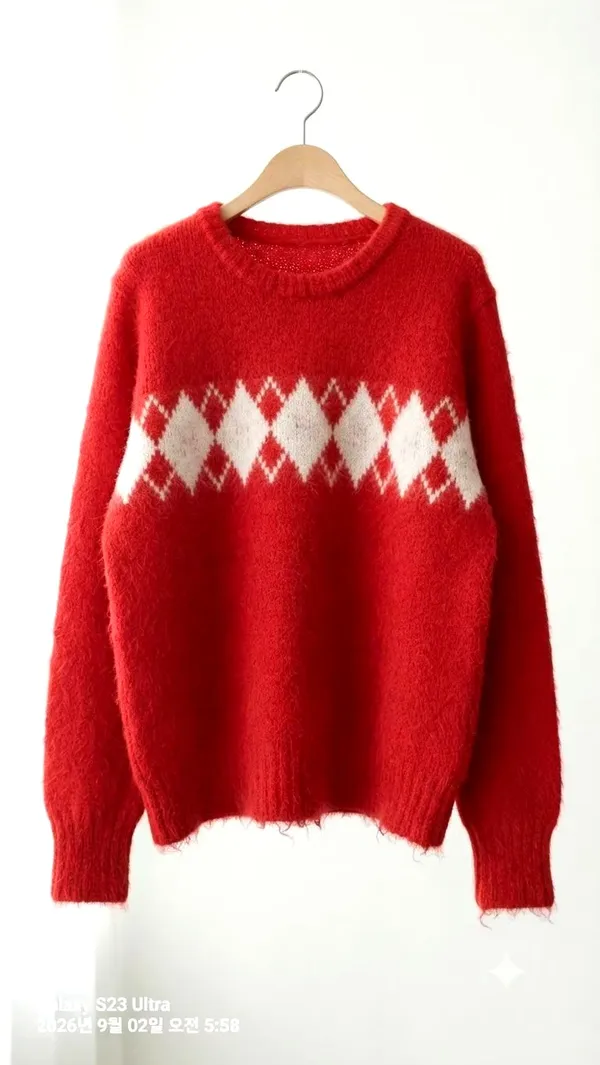 Stylish Red Sweater, Warm and Comfortable, Classic Plaid Design