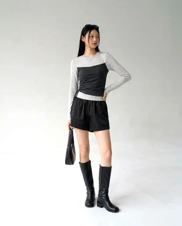Stylish Color-Block Long Sleeve T-Shirt, Comfortable and Versatile