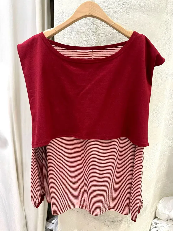 Fashionable Striped Patchwork Women's Top - Comfortable Casual Style