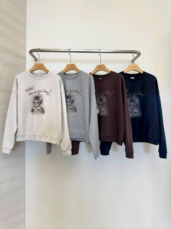 Cute Cat Pattern Women's Top, Comfortable Casual Style