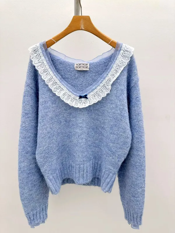 Sweet Lace Collar Sweater for Women