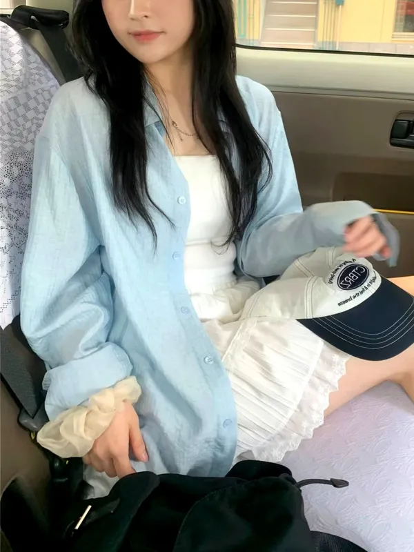 Fresh Blue Women's Top, Comfortable and Breathable, Perfect for Spring and Summer