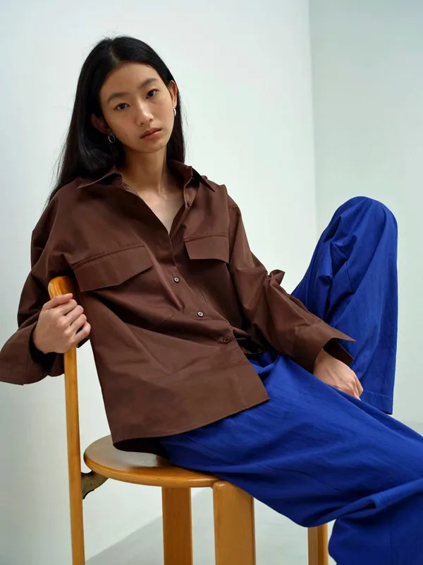 Fashionable Brown Women's Top, Comfortable Casual Style