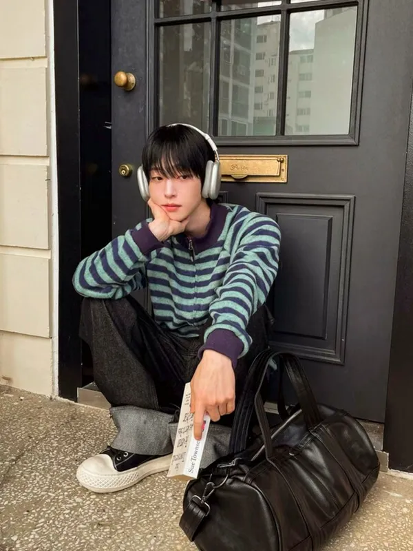時尚條紋男士上衣，舒適休閒風