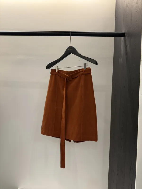 가을 겨울 패셔너블 오렌지 허리 묶음 미니스커트