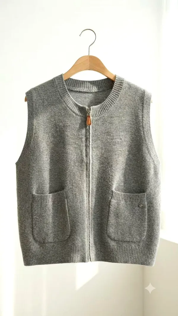 Stylish Gray Knitted Cardigan - Comfortable and Versatile