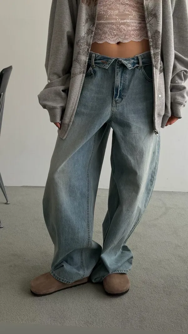Fashionable Loose Women's Denim Pants, Comfortable Casual Style