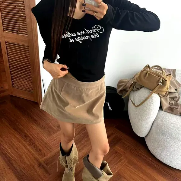Trendy Black Letter Printed Long Sleeve T-Shirt