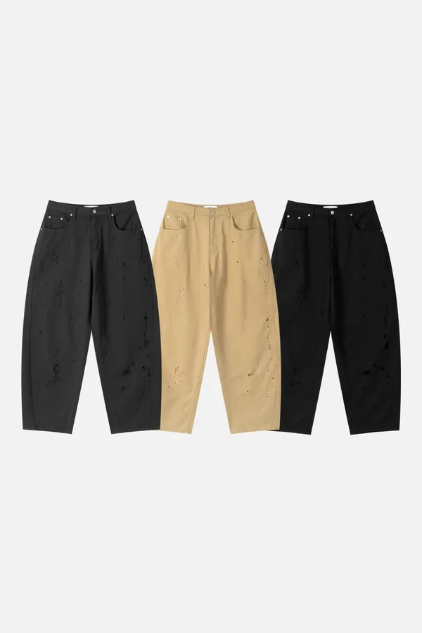 Stylish Punching Curved Pants for Men