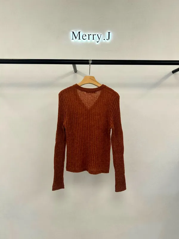 Elegant and Stylish Women's Top, Cozy Brown Knit Sweater