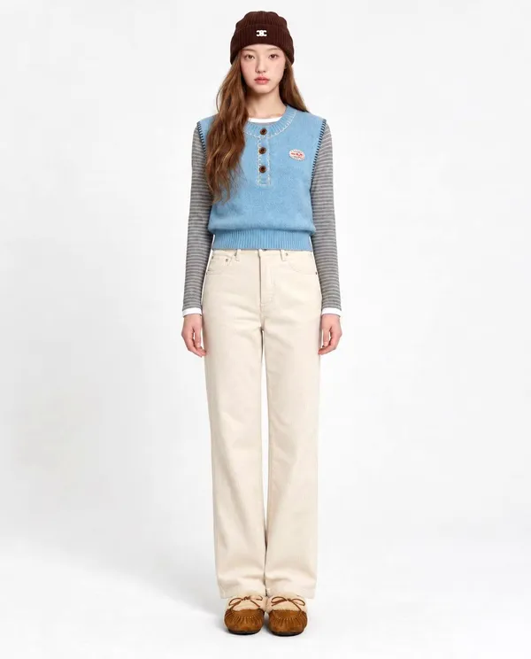 Stylish Casual Women's Top with Knit Splicing Design
