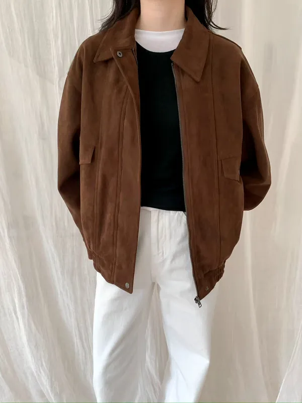 Stylish Women's Jacket, Elegant Brown Design, Comfortable and Versatile