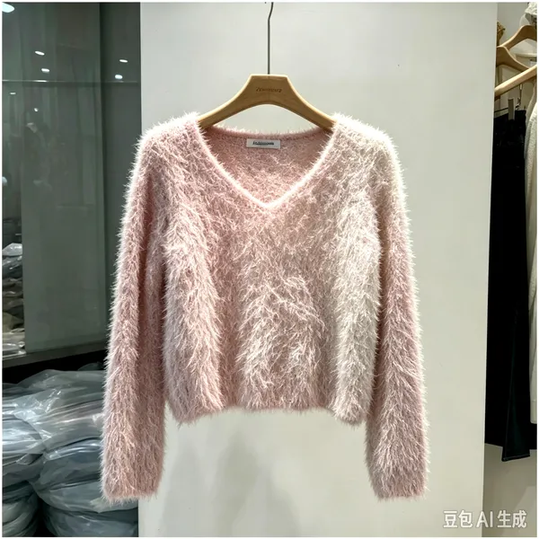 Soft Plush V-Neck Women's Top, Fashionable and Comfortable