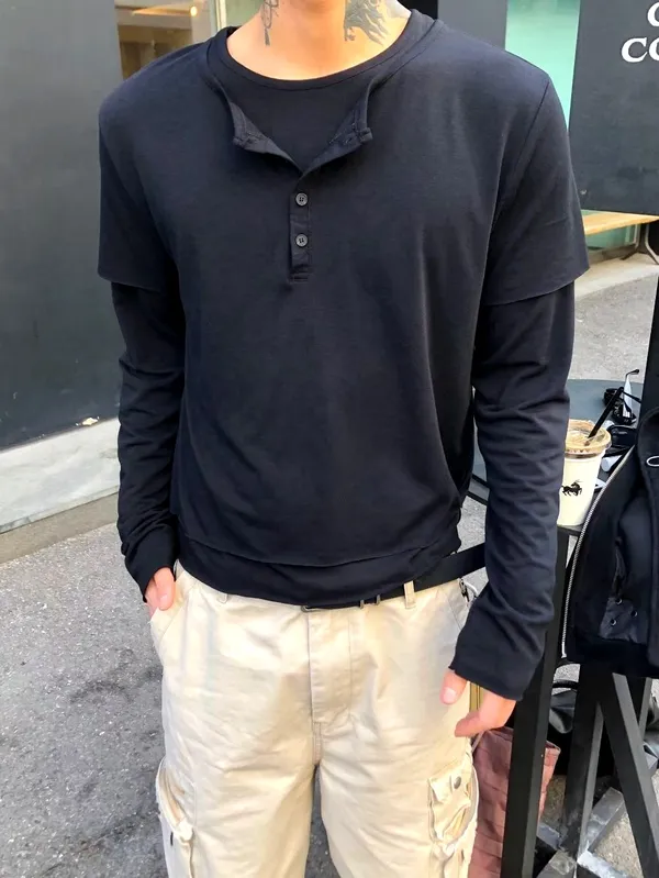 Fashionable Casual Men's Long Sleeve Top, Comfortable and Versatile