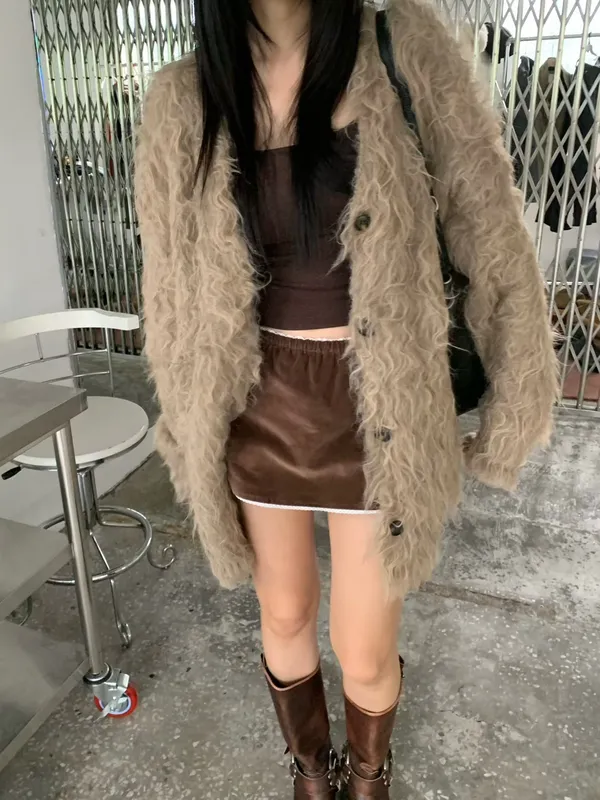 Stylish Plush Cardigan, Warm and Comfortable, Perfect Match