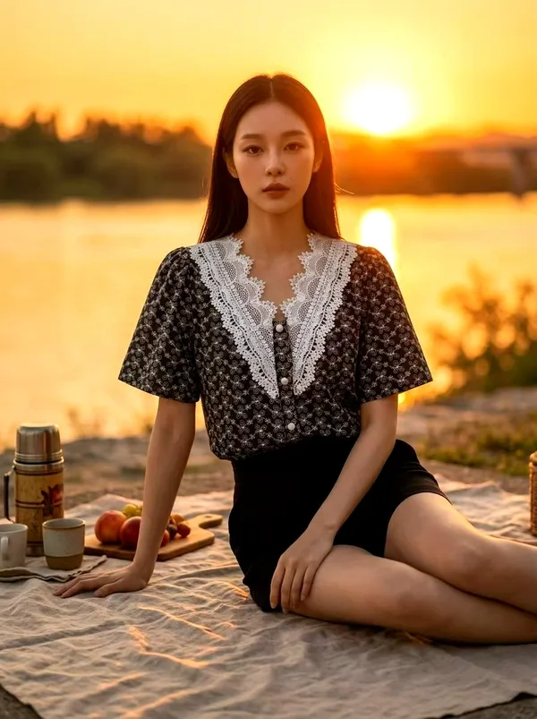레이스 조합 여성 상의, 우아하고 패셔너블