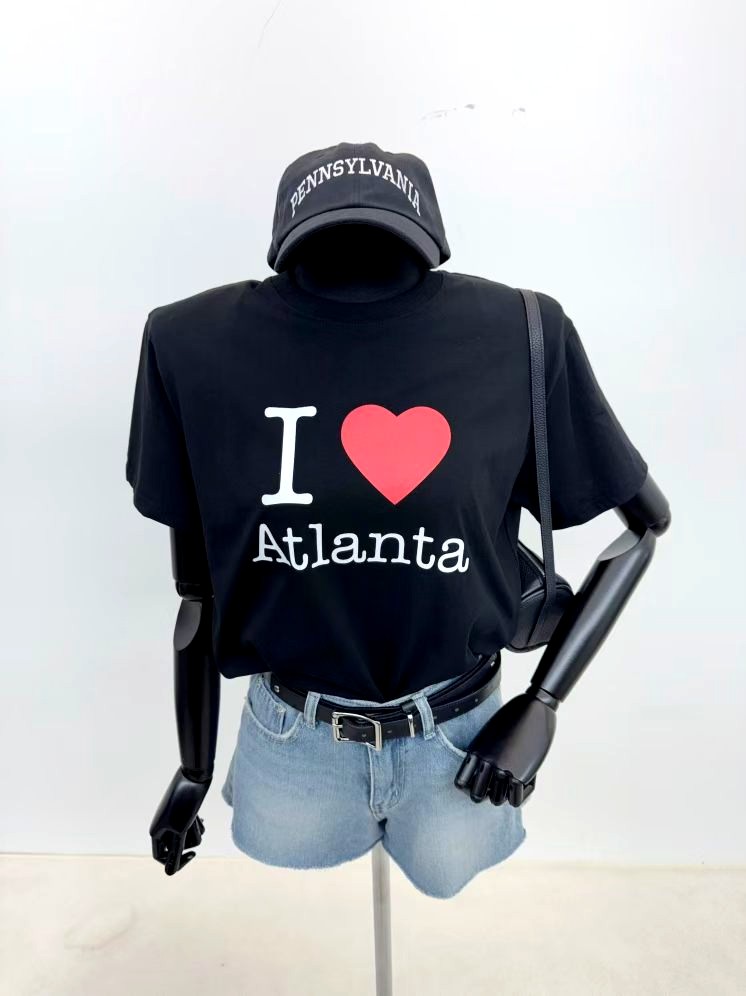 패셔너블 캐주얼 I ❤️ 애틀랜타 레터 프린트 티셔츠