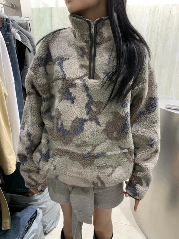 Stylish Camouflage Fleece Zipper Hoodie