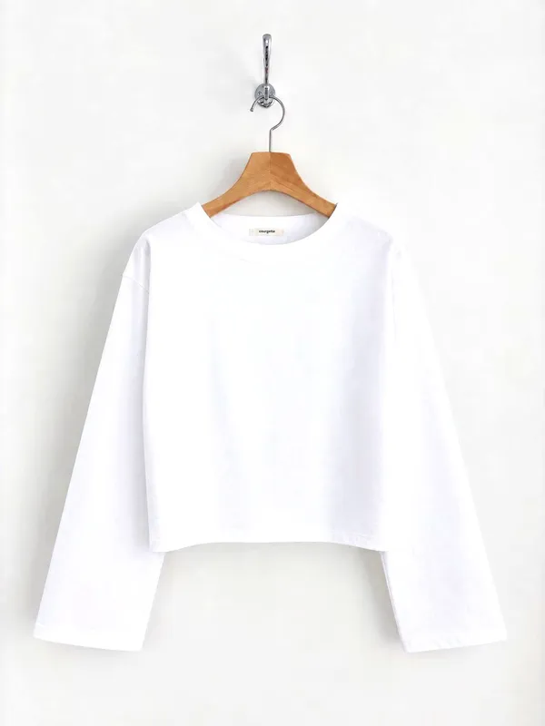Minimalist White Long Sleeve Top - Comfortable and Breathable