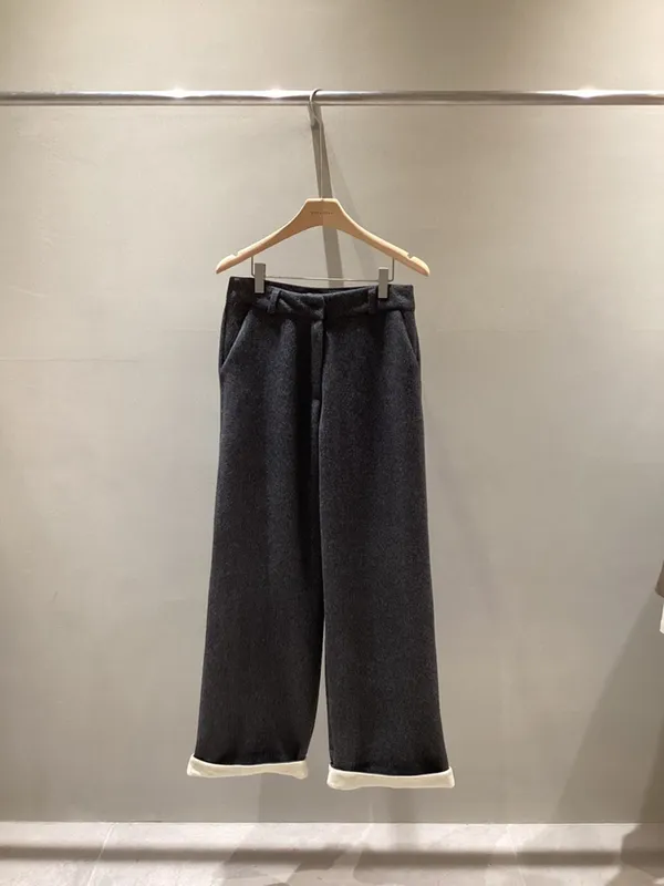 Chic Loose High-Waisted Wool Trousers