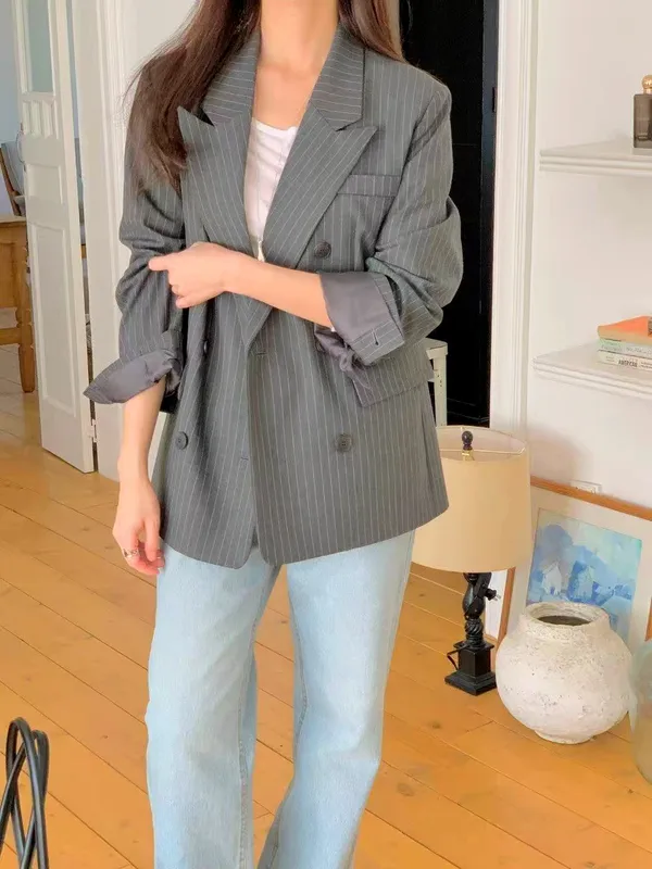 Stylish Striped Women's Jacket, Exuding Elegance