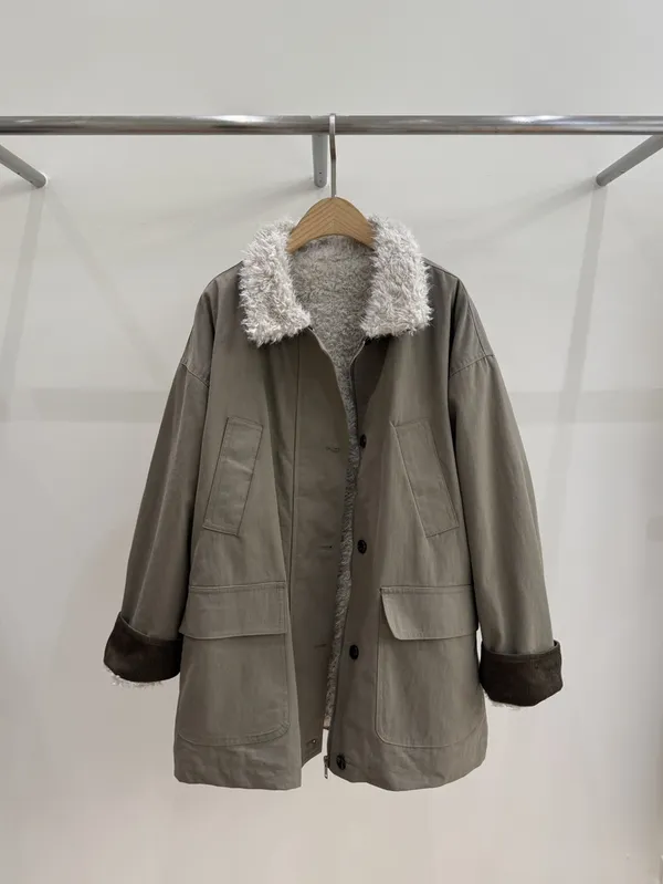 Fashionable Warm Women's Jacket with Cozy Plush Collar Design