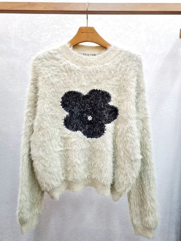 Warm and Cozy Plush Floral Pattern Women's Top