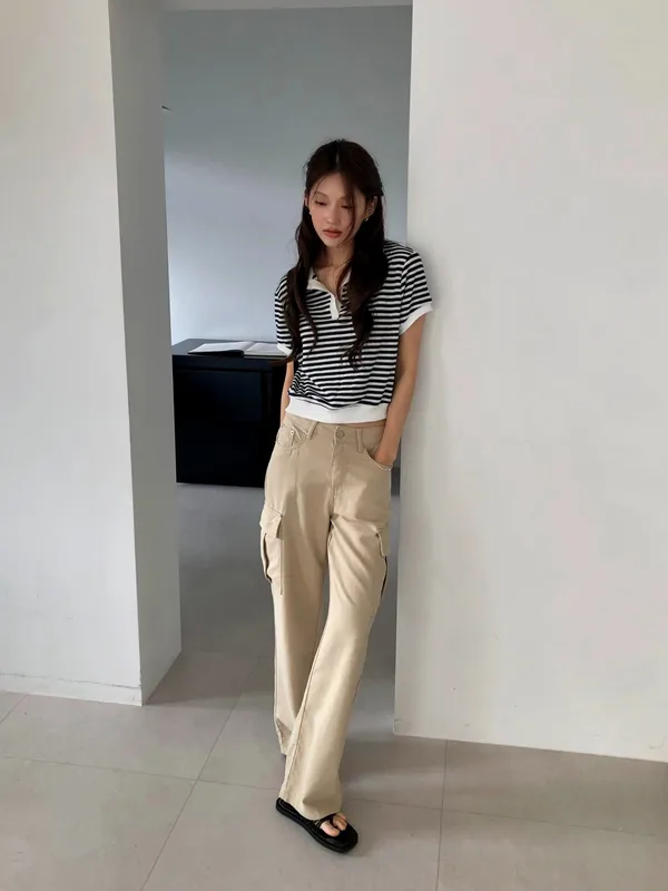 Striped Short Sleeve T-Shirt, Fresh and Casual Style