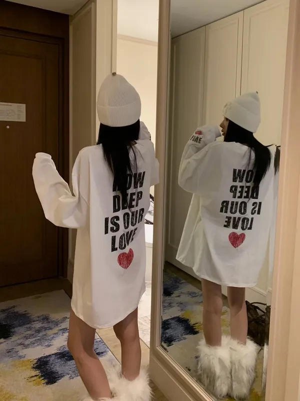 Loose Fit Letter Print White T-Shirt, Fashionable Casual Style