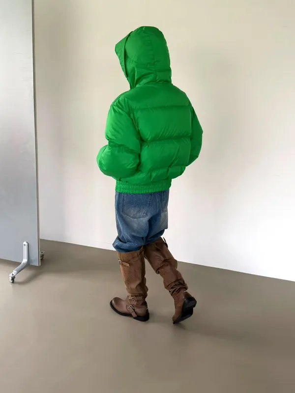 Stylish and Eye-Catching Green Down Jacket, Warm and Versatile