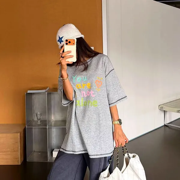 Fashionable Loose-Fit Letter Print T-Shirt for a Comfortable Casual Look