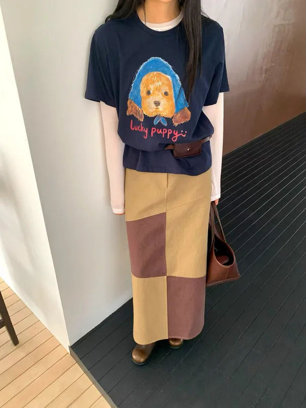 Stylish Patchwork Maxi Skirt, Showcasing Elegant Charm