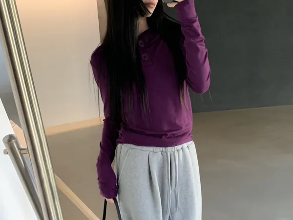 Stylish Purple Long Sleeve T-Shirt, Comfortable and Versatile