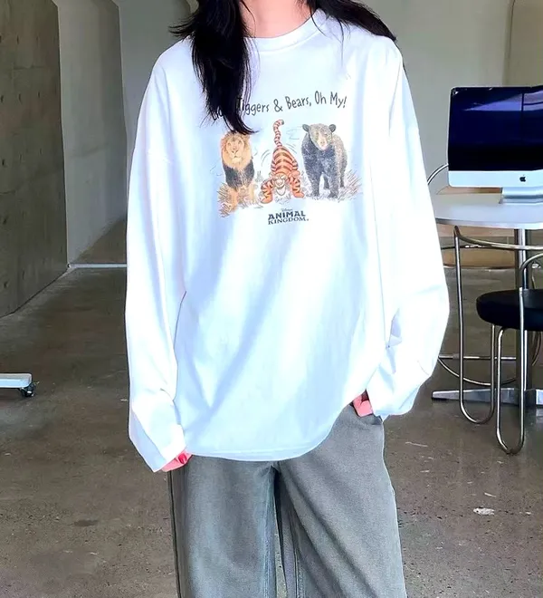 Adorable Animal Pattern Long Sleeve T-Shirt - Comfortable Casual Style