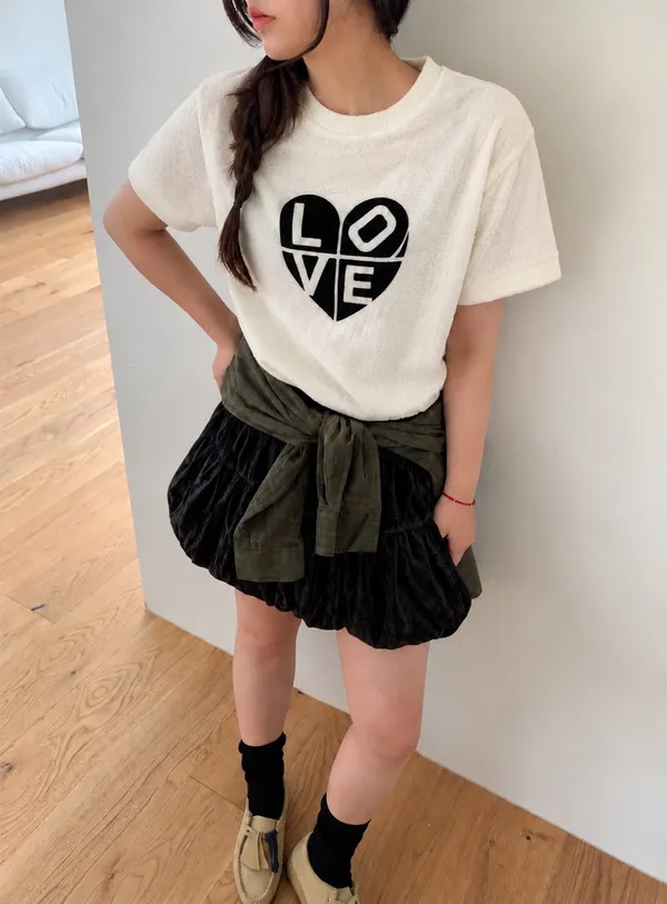 Stylish Heart-Shaped Letter Short Sleeve T-Shirt