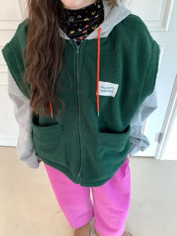 Fashionable Patchwork Fleece Jacket, Comfortable and Warm Casual Style