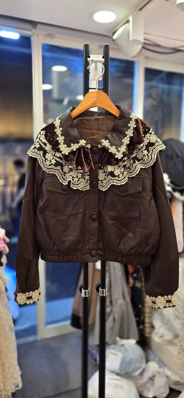 Elegant Lace Trim Women's Jacket Coat
