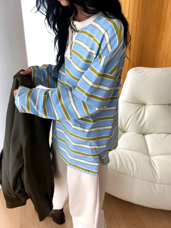 Striped Long Sleeve T-Shirt, Comfortable Casual Style