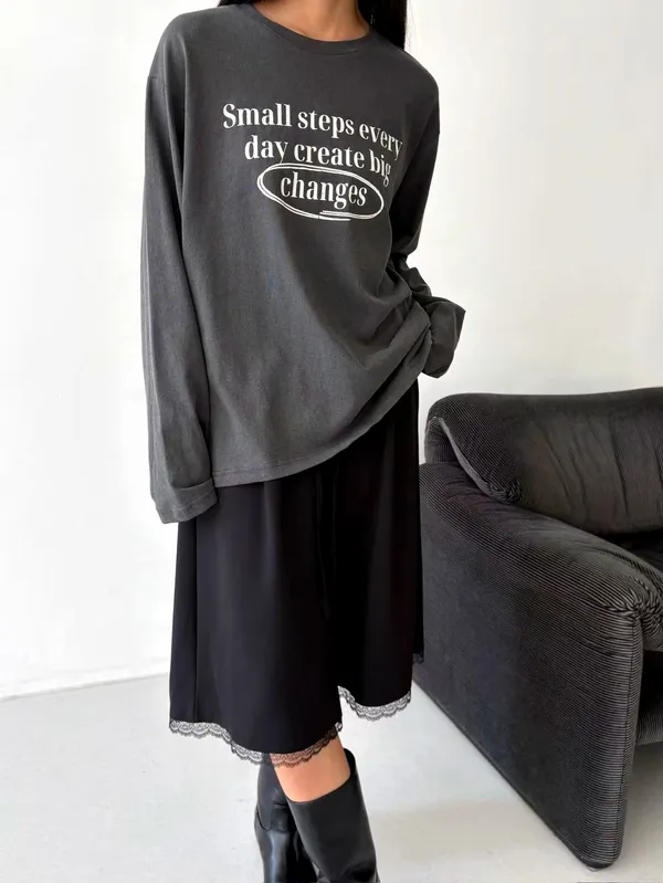 Fashionable Printed Long Sleeve T-Shirt, Comfortable Casual Style