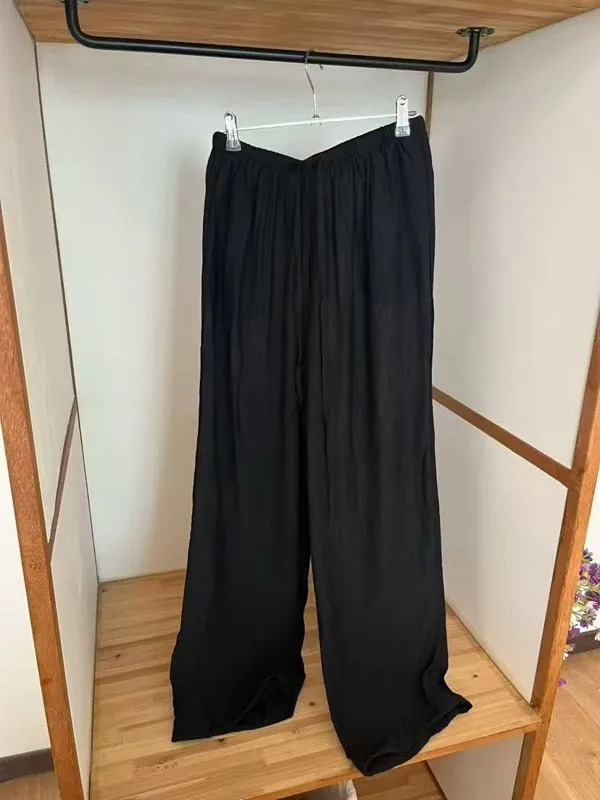 Loose Black Casual Long Pants, Lightweight and Breathable, Fashionable and Versatile